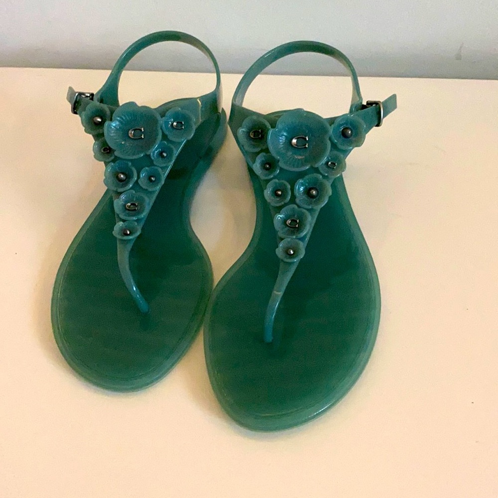 Coach Tea Rose Jelly Sandals Size 8 Marine Blue